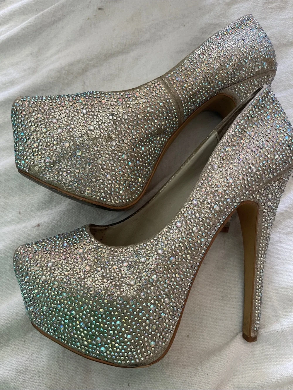 Steve Madden Women's Iridescent Crystal Platform High Heels